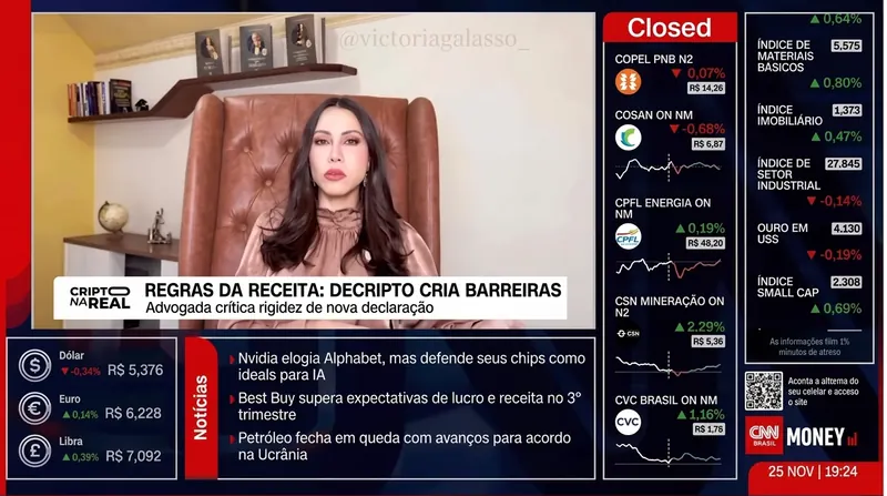 Victória Galasso durante entrevista à CNN